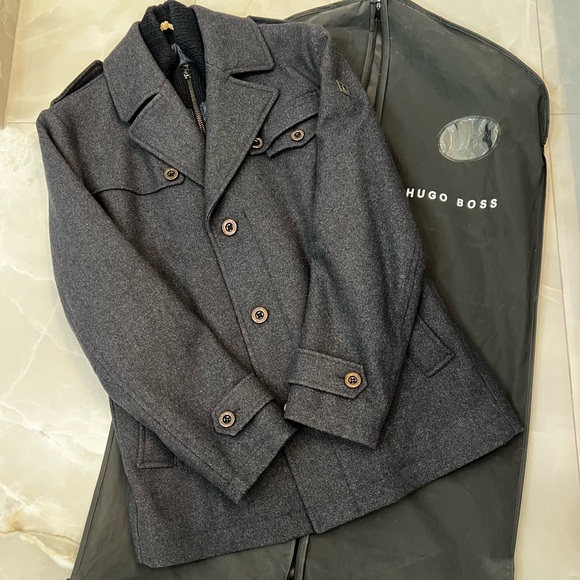 DOUBLE-BREASTED COAT IN WOOL WITH ZIP-UP INNER BY BOSS ORANGE - Picture 8 of 11